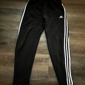 Adidas Black and White Sweatpants with Tapered Fit